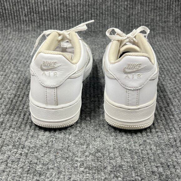 Nike Air Force 1 Kids 6Y White on White Leather Sneakers Low-Top Lace-Up Shoes - Picture 14 of 16
